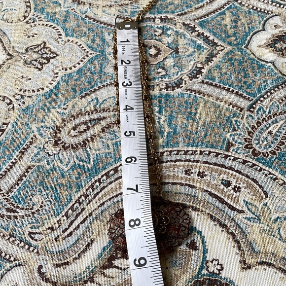 Chico’s brass and copper tone filigree necklace pendant collar multichain - Picture 5 of 9